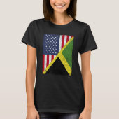 Half USA Flag Half Jamaica Flag American Jamaican T-shirt (Voorkant)