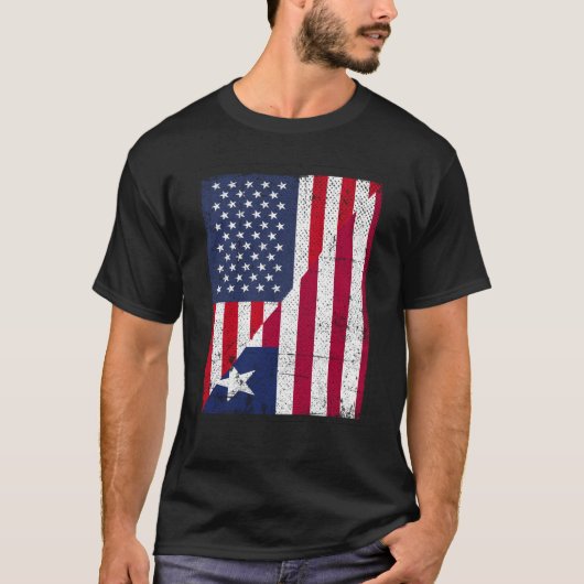 Half USA Flag Half Liberia Flag American Libirian T-shirt (Voorkant)