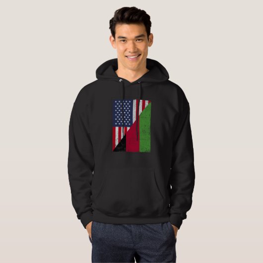 Half USA Flag Half Malawi Flag American Malawian Hoodie (Voorkant volledig)