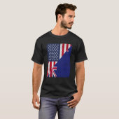 Half USA Flag Half New Zealand Flag American New Z T-shirt (Voorkant volledig)