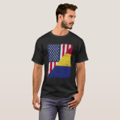 Half USA Flag Half Romania Flag American Romanian T-shirt (Voorkant volledig)