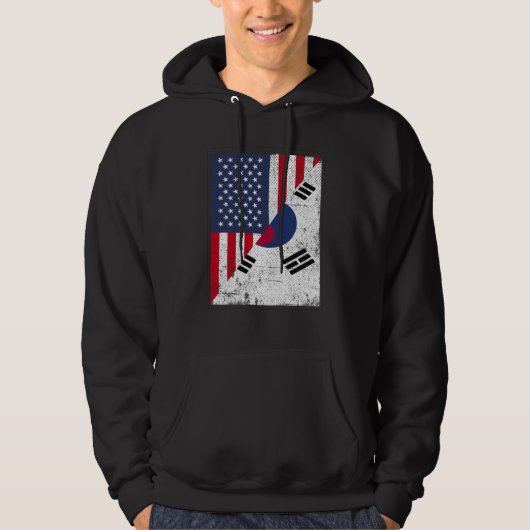 Half USA Flag Half South Korea Flag American South Hoodie (Voorkant)