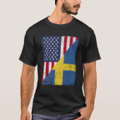 Half USA Flag Half Sweden Flag American Swedish T-shirt (Voorkant)