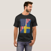 Half USA Flag Half Sweden Flag American Swedish T-shirt (Voorkant volledig)