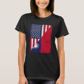 Half USA Flag Half Taiwan Flag American Taiwanese T-shirt (Voorkant)