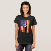 Half USA Flag Half Uganda Flag American Ugandan T-shirt (Voorkant volledig)