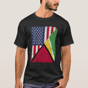 Half USA-vlag Half Guyana-vlag Amerikaanse Guyaans T-shirt