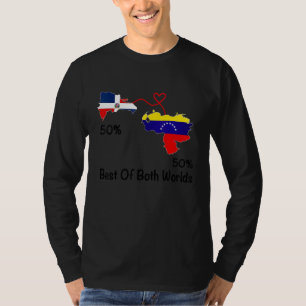 Half Venezuela Half Dominicaanse Vlag Landkaart Li T-shirt