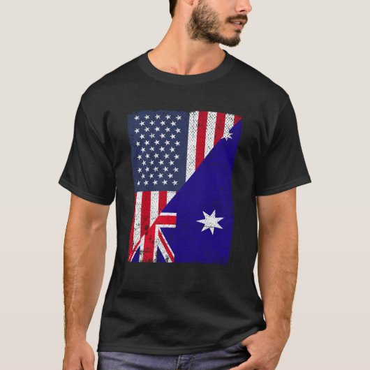 Half VS vlag Half Australië vlag Amerikaans Austra T-shirt (Voorkant)