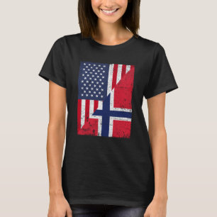 Half VS-vlag Half Noorwegen vlag Amerikaans Noors T-shirt