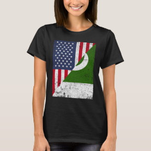 Half VS vlag half Pakistan vlag Amerikaans Pakista T-shirt