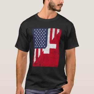 Half VS vlag Half Zwitserland vlag Amerikaans Zwit T-shirt