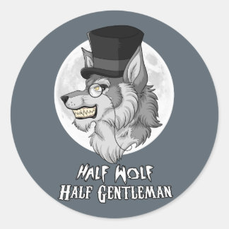 Half wolf half heer ronde sticker