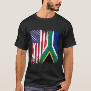 Half Zuid-Afrikaanse vlag VS T-shirt