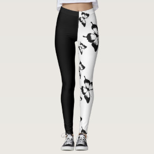 Half zwart half wit vlinder leggings