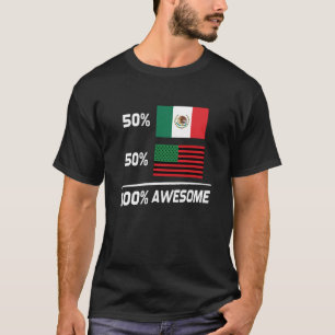 Half zwarte half Mexicaanse Afro-Amerikaanse vlag T-shirt