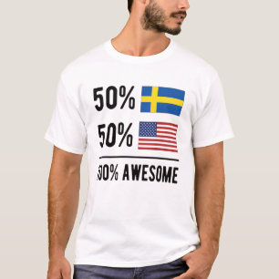Half Zweden halve Amerikaanse vlag Zweden Verenigd T-shirt