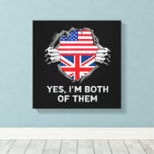 HalfAmerikaans HalfAmerikaans Engeland Vlag Mannen Canvas Afdruk (Insitu (Houten vloer))