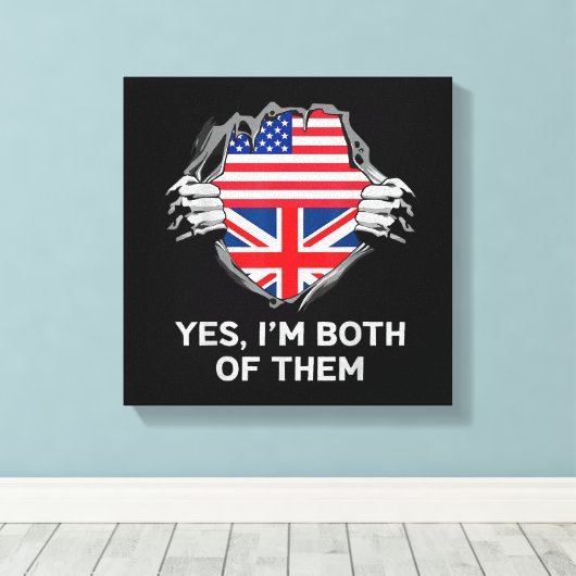 HalfAmerikaans HalfAmerikaans Engeland Vlag Mannen Canvas Afdruk (Insitu (Houten vloer))