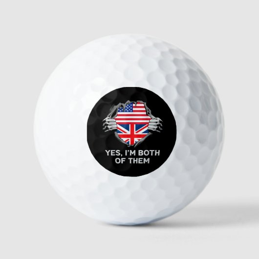 HalfAmerikaans HalfAmerikaans Engeland Vlag Mannen Golfballen (Voorkant)