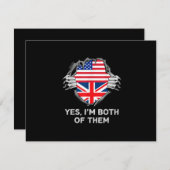 HalfAmerikaans HalfAmerikaans Engeland Vlag Mannen RSVP Kaartje (Voorkant / Achterkant)