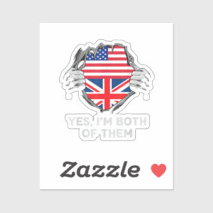 HalfAmerikaans HalfAmerikaans Engeland Vlag Mannen Sticker