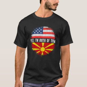 HalfAmerikaans-Macedonisch-Amerikaanse vlag Macedo T-shirt