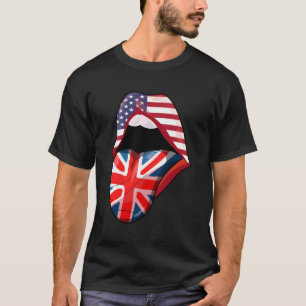 HalfAmerikaans met Britse lippen Amerikaanse vlag T-shirt