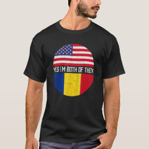 HalfAmerikaanse halfRoemeense Amerikaanse vlagfami T-shirt