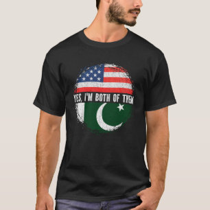 HalfAmerikaanse halve Pakistaanse vlag Pakistan T-shirt