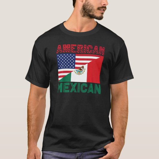 HalfAmerikaanse Mexicaanse vlag T-shirt (Voorkant)