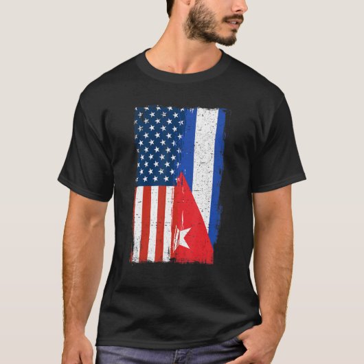 HalfAmerikaanse vlag Cuba Roots T-shirt (Voorkant)