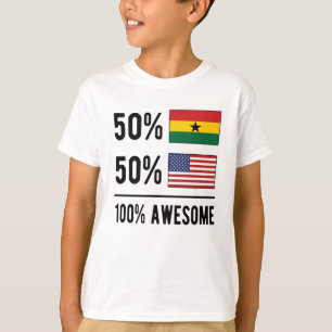 HalfAmerikaanse vlag Ghana Verenigde Staten vlag T-shirt