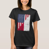 HalfAmerikaanse vlag halve Indonesië vlag Amerikaa T-shirt (Voorkant)