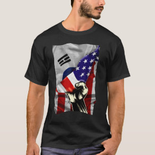 HalfAmerikaanse vlagKoreaanse ROOTS Vlag Zuid-Kor T-shirt