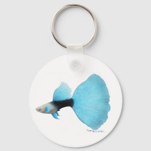 Halfblauw Fancy gupppy Sleutelhanger