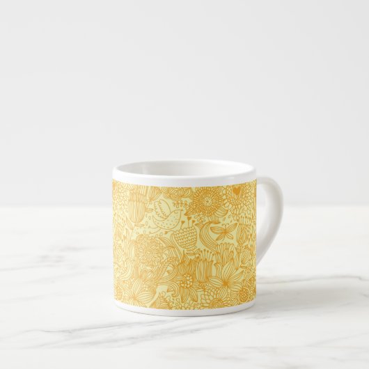 Halfbloem in warme kleuren espresso kop (Voorkant rechts)