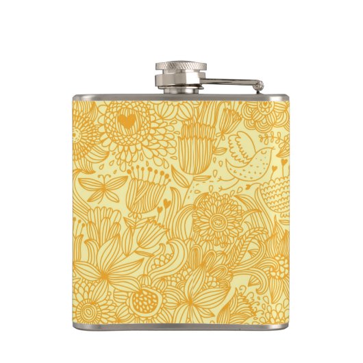 Halfbloem in warme kleuren heupfles (Achterkant)