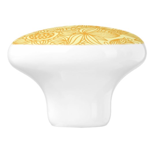 Halfbloem in warme kleuren keramische knop (Zijkant)