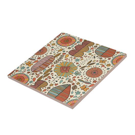 Halfbloem van bladeren tegeltje (Zijkant)