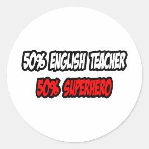 HalfEngelse leraar... halve superheld Ronde Sticker