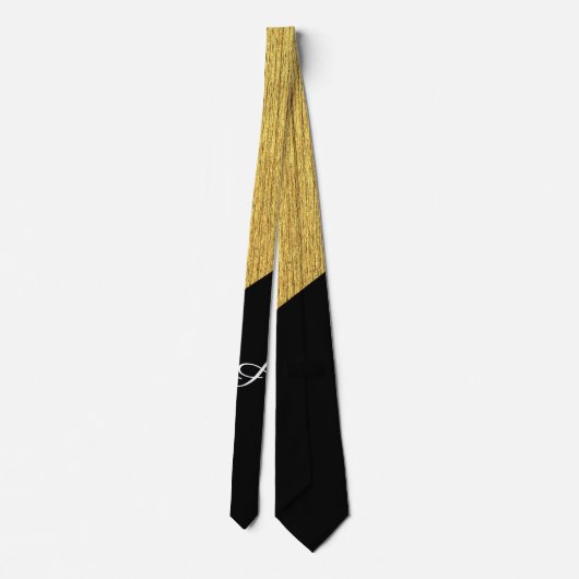 Halfgoud en zwart diagonaal elegant monogram stropdas (Achterkant)