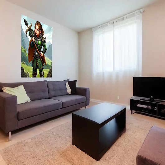 Halfling femme guerrière | AI Art Poster