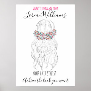 Halfpaardenhaar floral Hairstyling branding Poster