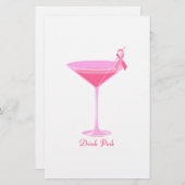 Halftijdse Design Pinktini Briefpapier (Voorkant / Achterkant)