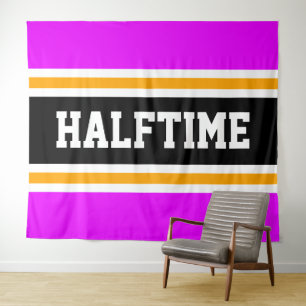 HALFTIME Bright Tropical Pink Black Racing Stripes Wandkleed