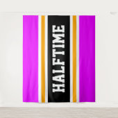 HALFTIME Bright Tropical Pink Black Racing Stripes Wandkleed (Voorkant)