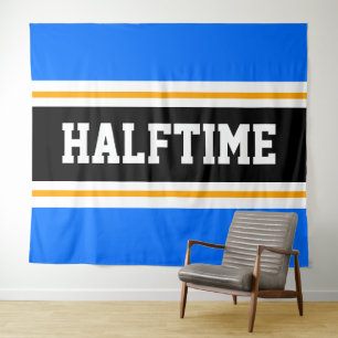 HALFTIME Fun Athletic Bright Blue Black Stripes Wandkleed