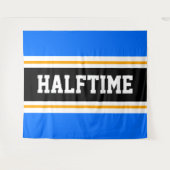 HALFTIME Fun Athletic Bright Blue Black Stripes Wandkleed (Voorkant (horizontaal))