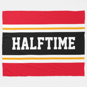 HALFTIME Helder Rood Zwart Wit Racing Stripes Fleece Deken